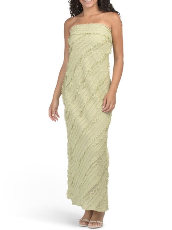 Endless Rose Dresses & Skirts - ENDLESS ROSE Strapless Ruffled Maxi Dress Pistachio